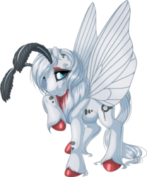 Size: 956x1151 | Tagged: safe, artist:kittehkatbar, oc, oc only, moth, mothpony, original species, simple background, transparent background, unshorn fetlocks