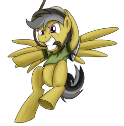 Size: 650x661 | Tagged: safe, artist:xioade, daring do, pegasus, pony, g4, bandage, bandaged wing, female, mare, mouth hold, rope, simple background, solo, transparent background, wings