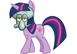 Size: 284x200 | Tagged: safe, twilight sparkle, g4, cult of squidward, male, not salmon, parody, spongebob squarepants, squidward tentacles, wat, what has science done