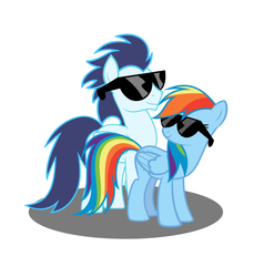 Size: 1024x1075 | Tagged: safe, artist:rainbowdash038, rainbow dash, soarin', g4, female, male, ship:soarindash, shipping, straight, sunglasses