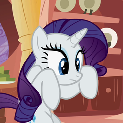 Size: 700x700 | Tagged: safe, screencap, rarity, pony, unicorn, g4, look before you sleep, cropped, cute, female, frown, golden oaks library, hooves, mare, solo