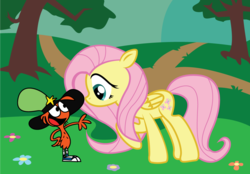 Size: 1088x758 | Tagged: safe, artist:alisonwonderland1951, fluttershy, g4, crossover, friendshipping, vector, wander (wander over yonder), wander over yonder