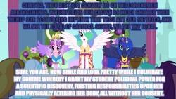 Size: 1136x640 | Tagged: safe, princess cadance, princess celestia, princess luna, g4, alicorn drama, image macro, trollestia, vice princess luna