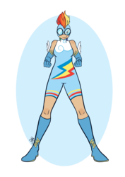 Size: 1280x1811 | Tagged: safe, artist:artbydana, rainbow dash, human, g4, clothes, evening gloves, goggles, humanized, jumpsuit, mask, mohawk, simple background, solo, superhero, transparent background