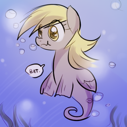 Size: 500x500 | Tagged: artist needed, safe, derpy hooves, sea pony, g4, bubble, russian, species swap, underwater, water