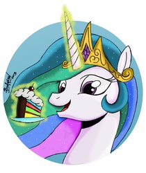 Size: 2199x2618 | Tagged: safe, artist:berlioz-ii, princess celestia, pony, g4, cake, cakelestia, female, solo