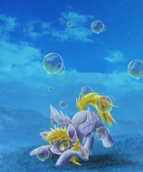 Size: 3234x3880 | Tagged: safe, artist:owlvortex, derpy hooves, pegasus, pony, g4, bubble, female, mare, solo