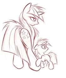 Size: 1280x1516 | Tagged: safe, artist:kejifox, twilight sparkle, twilight velvet, g4, female, filly, monochrome, mother and child, mother and daughter, wip