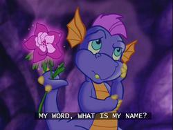 Size: 640x480 | Tagged: safe, screencap, master kenbroath gilspotten heathspike, dragon, g3, the princess promenade, flower, princess flower, subtitles, thinking, vine