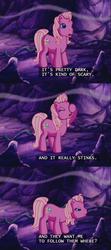 Size: 640x1438 | Tagged: safe, screencap, pinkie pie (g3), earth pony, pony, g3, the princess promenade, cave, smell, subtitles, vine