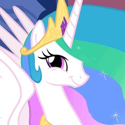 Size: 608x608 | Tagged: safe, princess celestia, alicorn, pony, g4, :t, cute, cutelestia, female, looking at you, smiling, solo, spread wings, twiface, wrong neighborhood