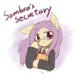 Size: 850x850 | Tagged: safe, artist:howxu, oc, oc only, pony, book, clothes, female, glasses, mare, solo, sombra's secretary, suit