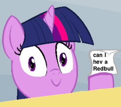 Size: 265x235 | Tagged: safe, twilight sparkle, g4, alicorn drama, red bull, wings