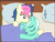 Size: 1500x1141 | Tagged: safe, artist:tritebristle, bon bon, lyra heartstrings, sweetie drops, earth pony, pony, unicorn, g4, bed, bed mane, duo, female, hug, lesbian, messy mane, morning ponies, ship:lyrabon, shipping, sleeping, smiling