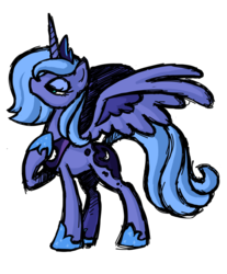 Size: 813x983 | Tagged: safe, artist:hexfloog, princess luna, pony, g4, bedroom eyes, female, raised hoof, s1 luna, simple background, solo, spread wings