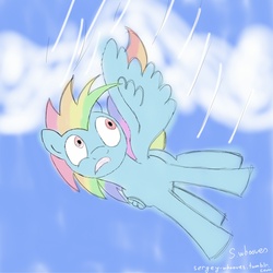 Size: 2200x2200 | Tagged: safe, artist:sergey-whooves, rainbow dash, pegasus, pony, g4, falling, female, mare