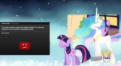 Size: 497x272 | Tagged: safe, edit, princess celestia, twilight sparkle, g4, lowres, youtube