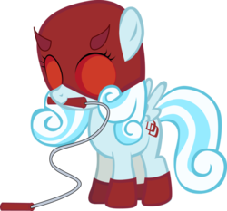 Size: 926x862 | Tagged: safe, artist:pipersack, oc, oc only, oc:snowdrop, clothes, costume, cute, daredevil, jump rope, snowbetes, superhero