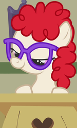 Size: 600x1000 | Tagged: safe, screencap, twist, call of the cutie, g4, classroom, desk, glasses, lidded eyes