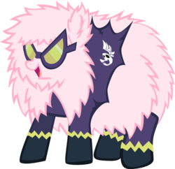 Size: 1024x992 | Tagged: safe, artist:pipersack, oc, oc only, oc:fluffle puff, fluffy, shadowbolts, simple background, transparent background, vector, wardrobe malfunction