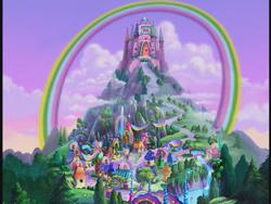 Size: 640x480 | Tagged: safe, screencap, g3, crystal rainbow castle, rainbow, unicornia, village