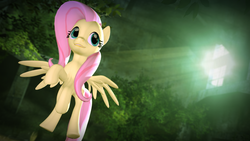 Size: 1920x1080 | Tagged: safe, artist:d0ntst0pme, fluttershy, g4, 3d, crepuscular rays, flying, forest, gmod