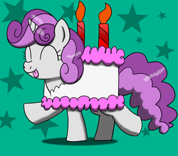 Size: 1600x1408 | Tagged: safe, artist:haxorus31, sweetie belle, ask silly belle, g4, cake, cake costume, clothes, costume, food, food costume, silly belle