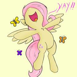 Size: 1200x1200 | Tagged: safe, artist:plushtail, fluttershy, butterfly, g4, chest fluff