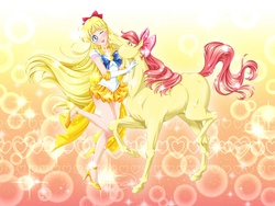 Size: 1734x1301 | Tagged: safe, artist:foogie, apple bloom, g4, aino minako, duo, hoers, sailor moon (series), sailor venus