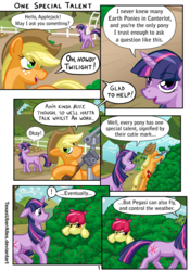 Size: 700x1000 | Tagged: safe, artist:texasuberalles, apple bloom, applejack, twilight sparkle, earth pony, pony, unicorn, comic:one special talent, g4, applebutt, butt, comic, disgruntled, plot, sweet apple acres, wrench