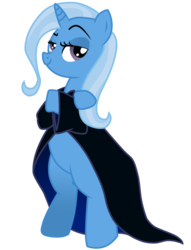 Size: 750x980 | Tagged: safe, artist:amberbewildered, trixie, pony, g4, bipedal, cloak, clothes, female, smiling, solo