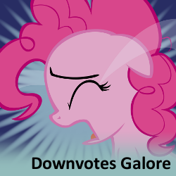 Size: 250x250 | Tagged: safe, pinkie pie, earth pony, pony, baby cakes, season 2, crying, downvotes are upvotes, eyes closed, irony, ocular gushers, open mouth, paradox, spoilered image joke