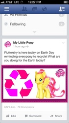Size: 640x1136 | Tagged: safe, fluttershy, g4, brushable, earth day, facebook, female, hasbro, ios, iphone, irl, photo, toy