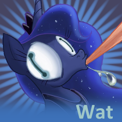 Size: 250x250 | Tagged: safe, artist:jowyb, princess luna, pony, g4, creepy, female, meta, solo, spoilered image joke, wat