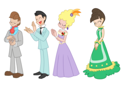 Size: 2500x1679 | Tagged: safe, artist:trinityinyang, bruce mane, fine line, lyrica lilac, maxie, star gazer, human, pony, a canterlot wedding, g4, humanized