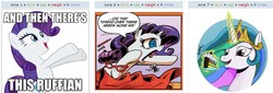 Size: 779x266 | Tagged: safe, princess celestia, rarity, g4, exploitable meme, image macro, juxtaposition, juxtaposition win