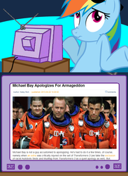 Size: 563x769 | Tagged: safe, rainbow dash, g4, exploitable meme, michael bay, tv meme