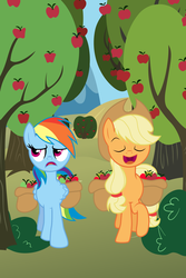 Size: 1800x2700 | Tagged: safe, artist:kittyhawk-contrail, applejack, rainbow dash, g4, sweet apple acres, vector