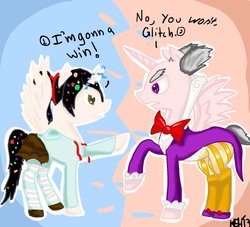 Size: 937x852 | Tagged: safe, artist:ask-kc-and-turbo, alicorn, pony, king candy, ponified, princess, sugar rush, vanellope von schweetz, wreck-it ralph