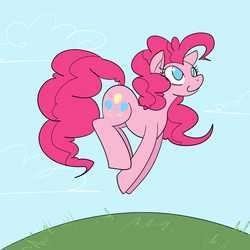 Size: 1000x1000 | Tagged: safe, artist:reiduran, pinkie pie, earth pony, pony, g4, cute, diapinkes, female, mare, pronking, solo