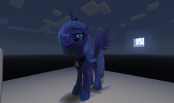 Size: 1920x1138 | Tagged: safe, artist:felix-kot, princess luna, pony, g4, female, minecraft, s1 luna, solo