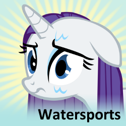 Size: 250x250 | Tagged: safe, rarity, pony, unicorn, g4, bust, female, fetish, implied watersports, mare, meta, official spoiler image, solo, spoilered image joke, urine, watersports, wet, wet mane