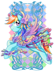 Size: 1024x1365 | Tagged: safe, artist:amelie-ami-chan, rainbow dash, pony, g4, carousel, clothes, costume, deviantart watermark, female, obtrusive watermark, solo, watermark