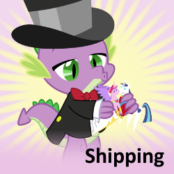 Size: 250x250 | Tagged: safe, princess cadance, shining armor, spike, g4, female, male, meta, now kiss, official spoiler image, pointy ponies, ship:shiningcadance, shipper on deck, shipping, spoilered image joke, straight, toy