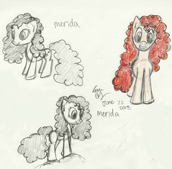 Size: 2310x2262 | Tagged: safe, artist:hufflepuff-disney, pony, brave (movie), disney princess, lineart, merida, pixar, ponified, solo, traditional art