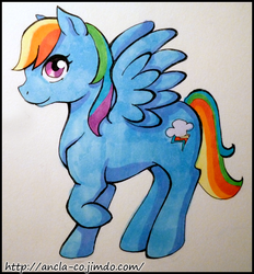 Size: 640x689 | Tagged: safe, artist:ikarichan, rainbow dash, pony, g4, female, solo, traditional art