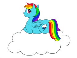 Size: 600x450 | Tagged: safe, artist:ikarichan, rainbow dash, pony, g4, cloud, female, solo