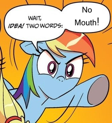 Size: 334x366 | Tagged: safe, rainbow dash, g4, exploitable meme, i have no mouth and i must scream, meme, no mouth, two words meme