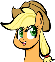 Size: 364x411 | Tagged: safe, artist:hipster-ponies, applejack, earth pony, pony, g4, bust, female, flockdraw, freckles, hat, portrait, simple background, solo, transparent background