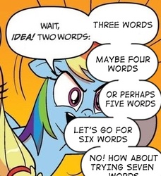 Size: 334x366 | Tagged: safe, idw, applejack, rainbow dash, g4, comic, exploitable meme, meme, two words meme